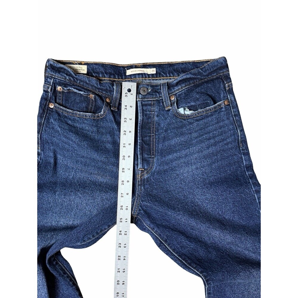 Levi’s Wedgie Straight Jeans Big E Dark Wash Blue Stretch Women’s Size 29 X28 - Picture 7 of 15